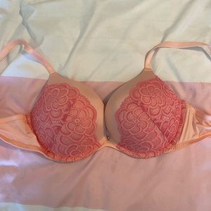 Pink lace ultra push up bra